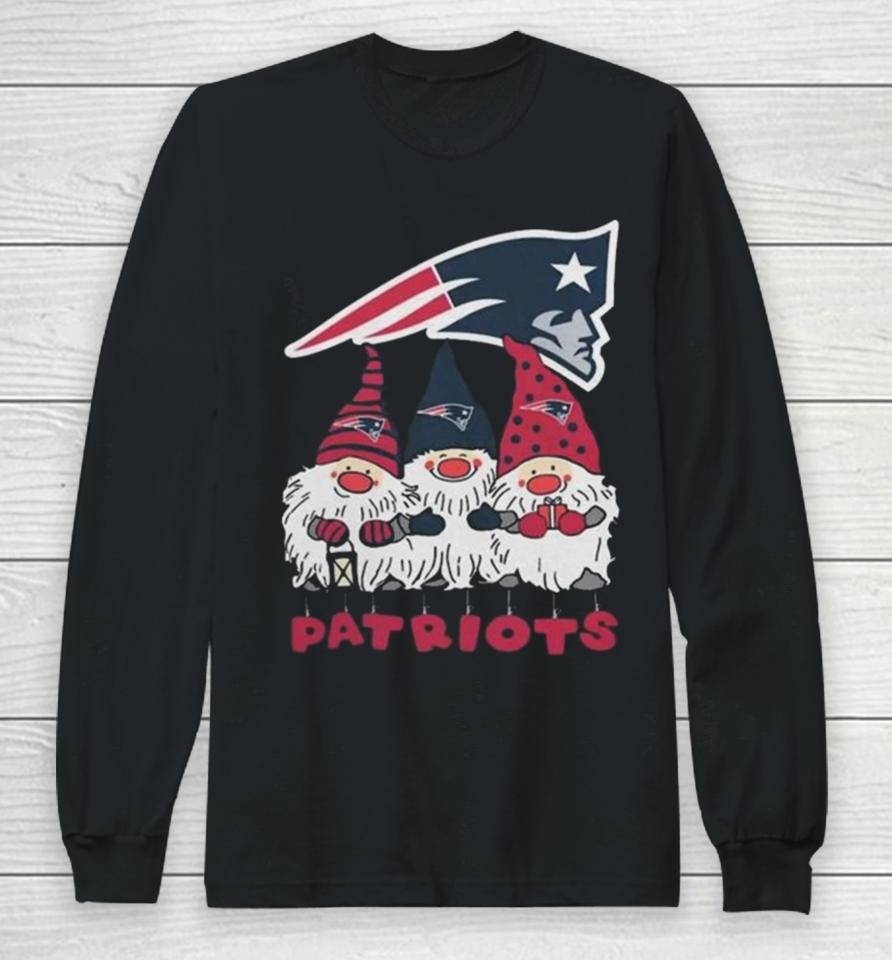 Happy Merry Christmas The Gnomes New England Patriots Logo Long Sleeve T-Shirt