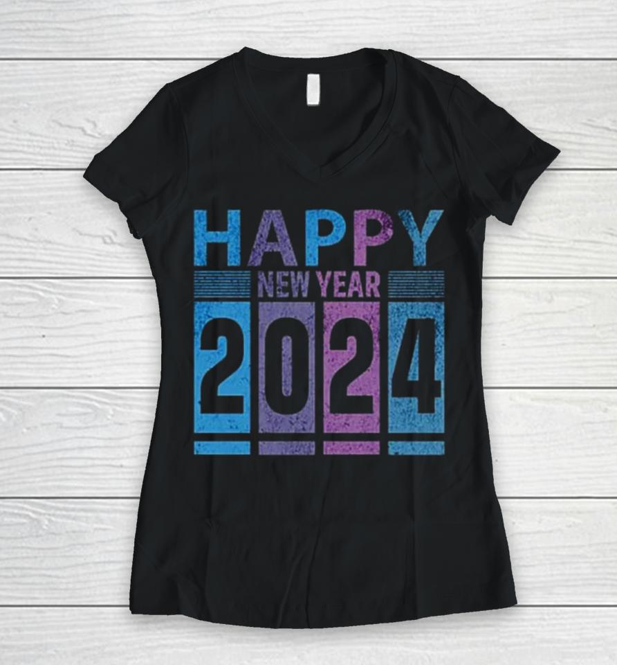 Happy New Year 2024 Fun Women V-Neck T-Shirt