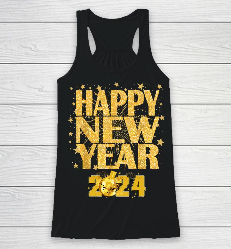 Happy New Year 2024 New Years Eve Party Countdown Fireworks Racerback Tank