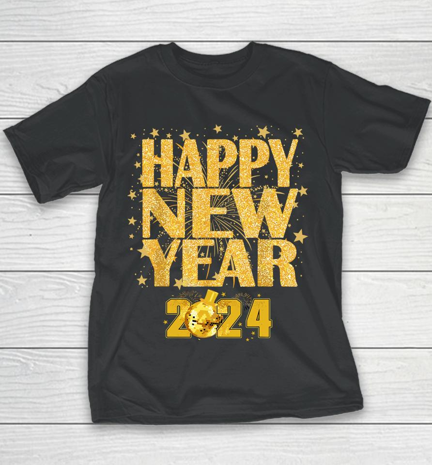 Happy New Year 2024 New Years Eve Party Countdown Fireworks Youth T-Shirt