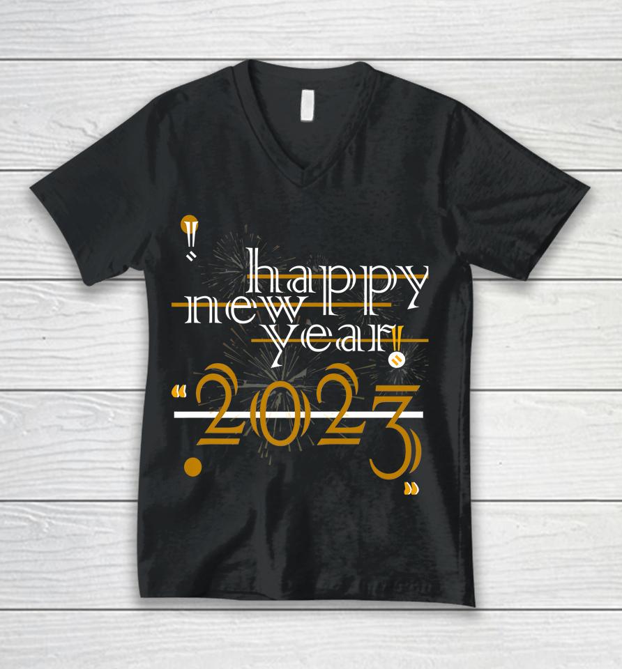 Happy New Years 2023 Party Supplies Unisex V-Neck T-Shirt