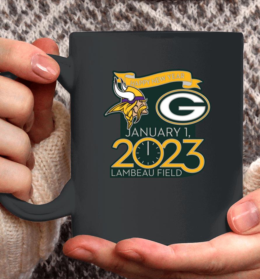 Happy New Years Packers Vs Vikings Jan 1 2023 Lambeau Field Gameday Coffee Mug