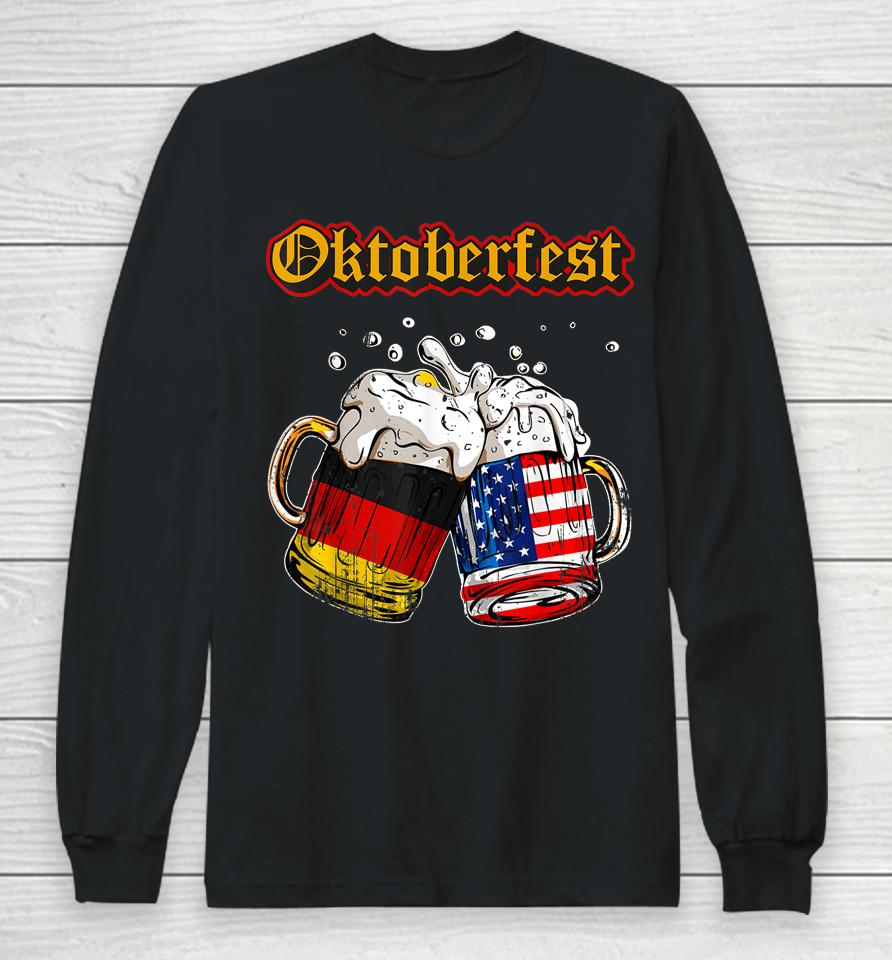 Happy Oktoberfest 2023 American German Munich Flag Long Sleeve T-Shirt