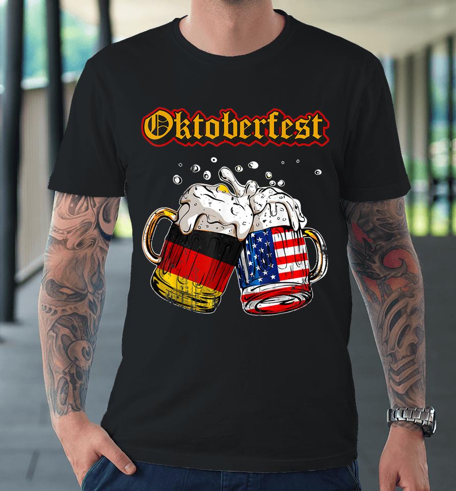 Happy Oktoberfest 2023 American German Munich Flag Premium T-Shirt
