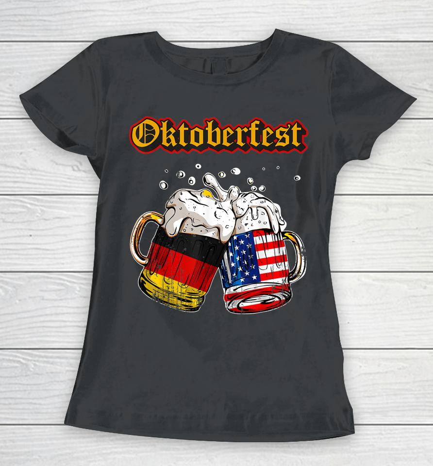 Happy Oktoberfest 2023 American German Munich Flag Women T-Shirt