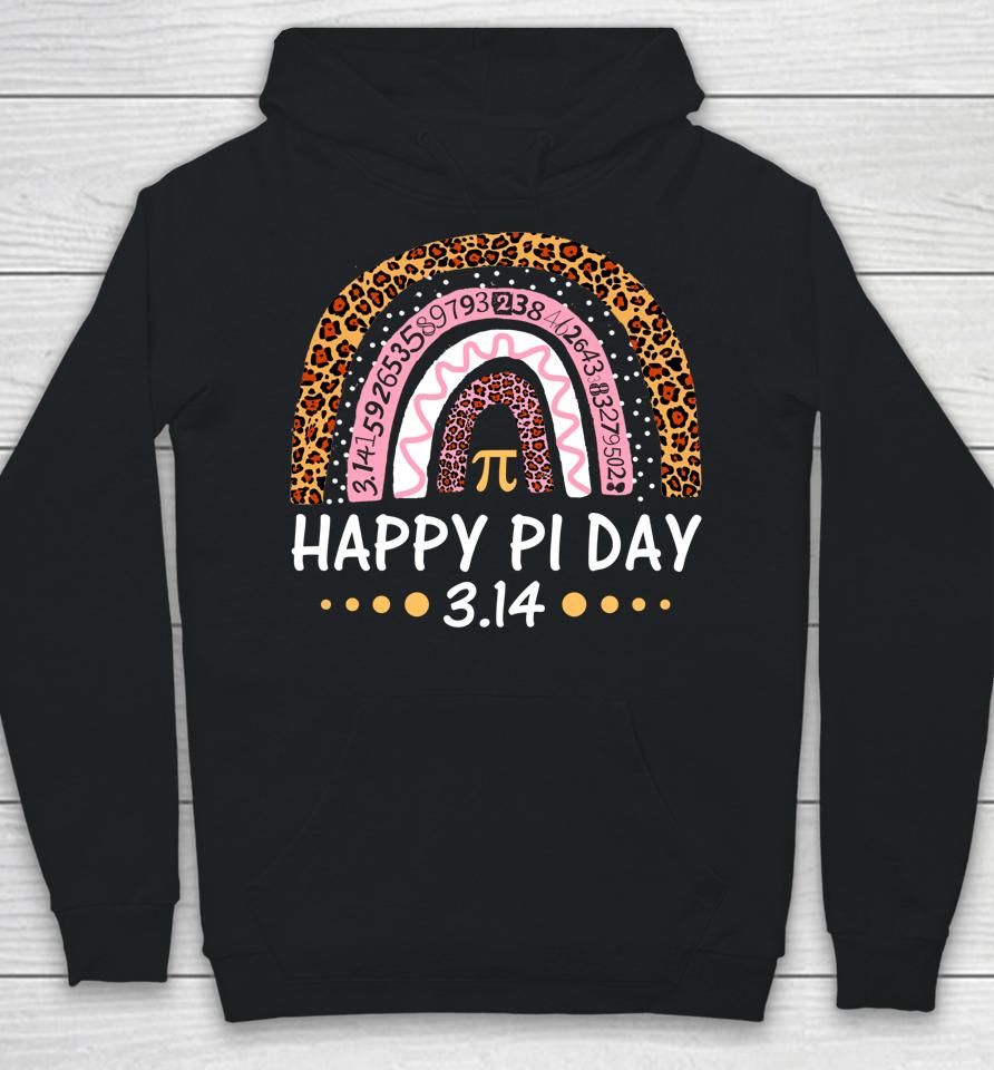 Happy Pi Day Mathematic Math Teacher Gift Leopard Rainbow Hoodie