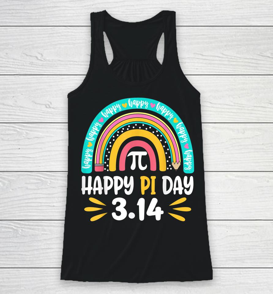 Happy Pi Day Mathematic Math Teacher Gift Rainbow Women Girl Racerback Tank