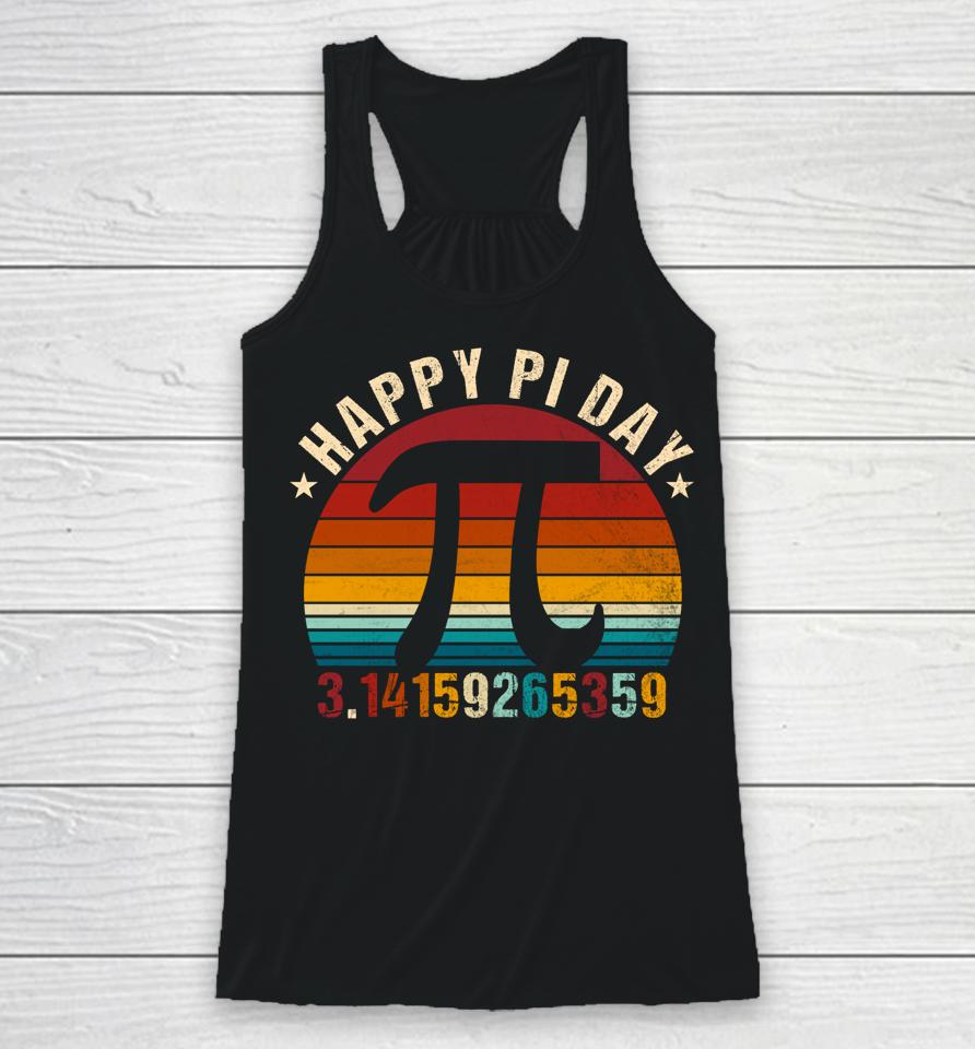 Happy Pi Day Mathematic Math Teacher Vintage Racerback Tank