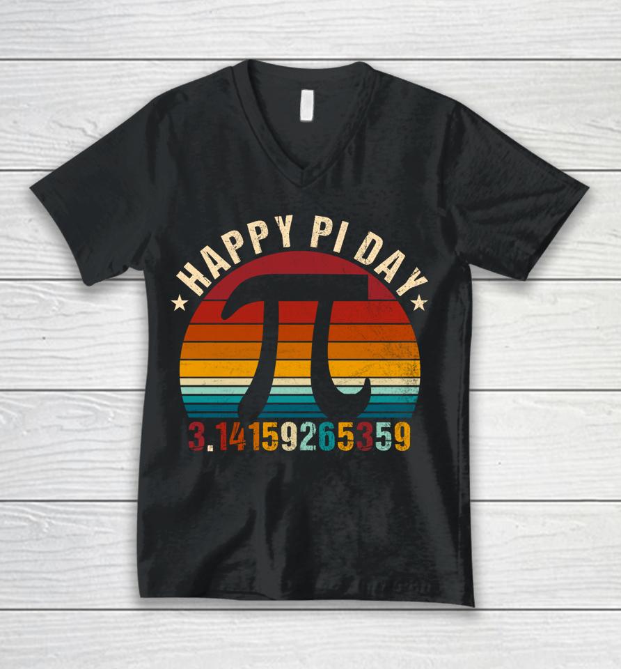 Happy Pi Day Mathematic Math Teacher Vintage Unisex V-Neck T-Shirt