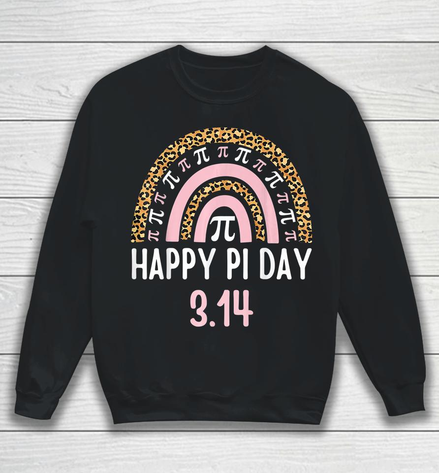 Happy Pi Day Mathematics Math Teacher Gift Leopard Rainbow Sweatshirt