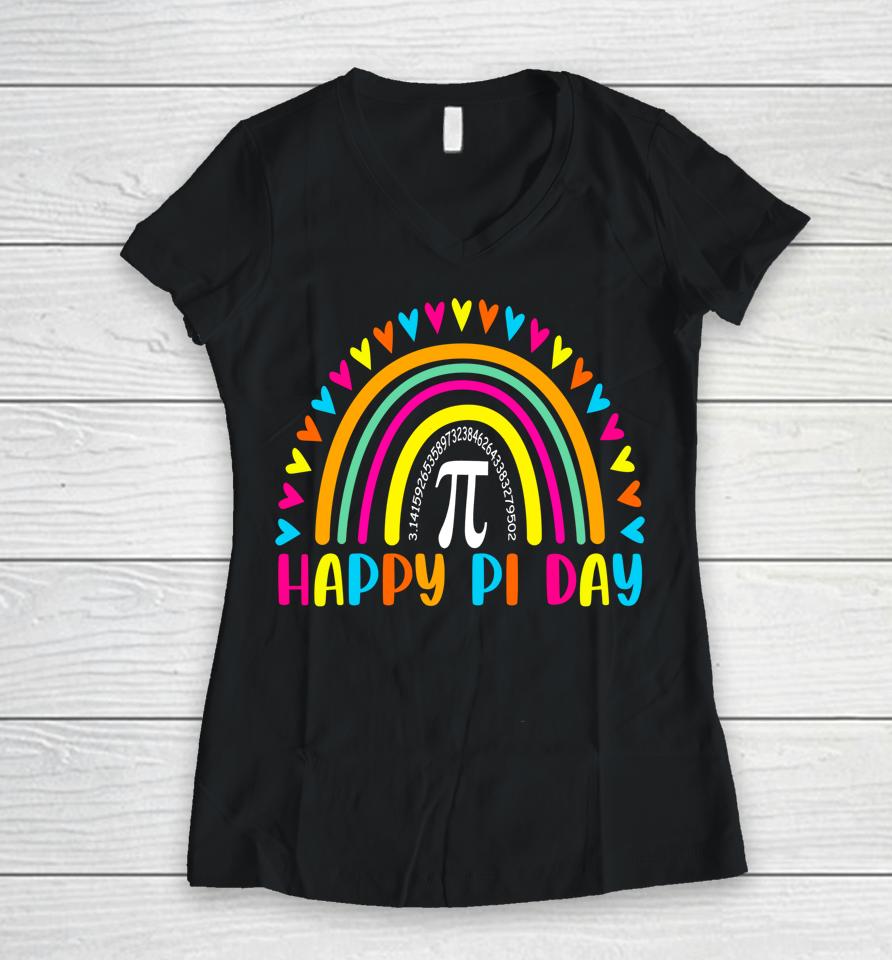 Happy Pi Day Rainbow Women V-Neck T-Shirt