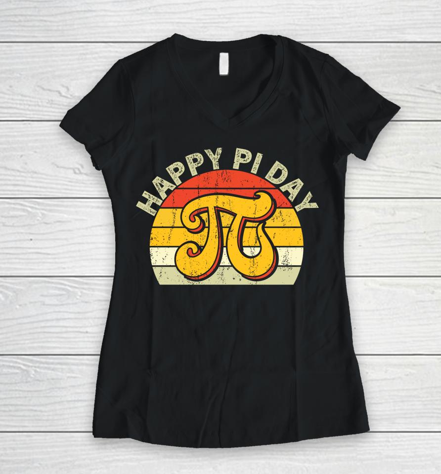 Happy Pi Day Vintage Retro Women V-Neck T-Shirt