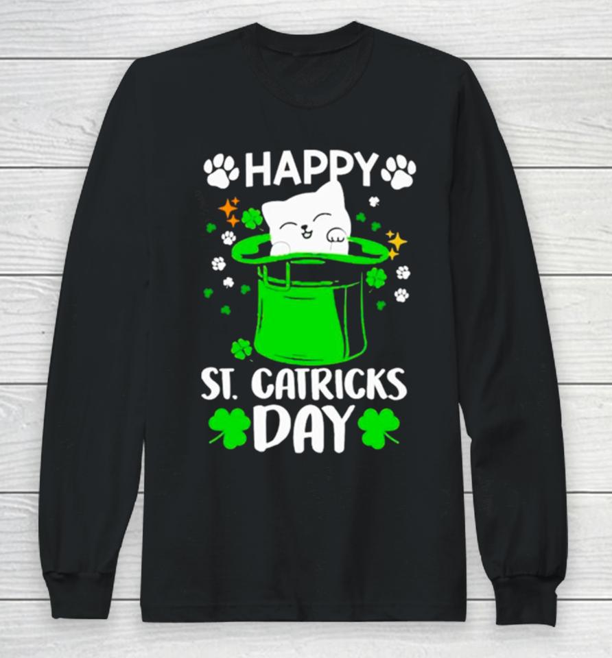 Happy St Catrick’s Day Cat Inside Green Hat Long Sleeve T-Shirt