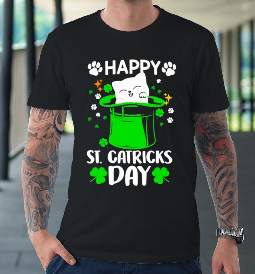 Happy St Catrick’s Day Cat Inside Green Hat Premium T-Shirt