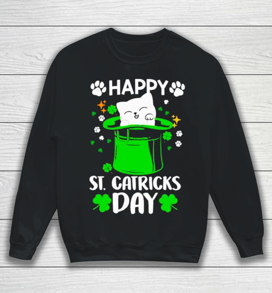 Happy St Catrick’s Day Cat Inside Green Hat Sweatshirt