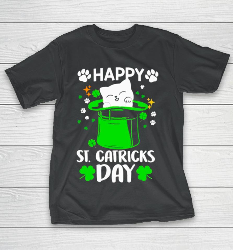 Happy St Catrick’s Day Cat Inside Green Hat T-Shirt