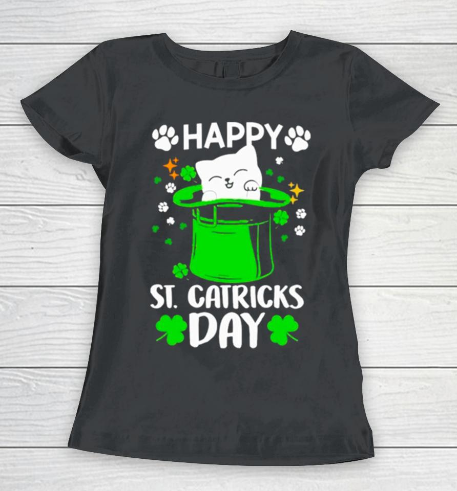 Happy St Catrick’s Day Cat Inside Green Hat Women T-Shirt
