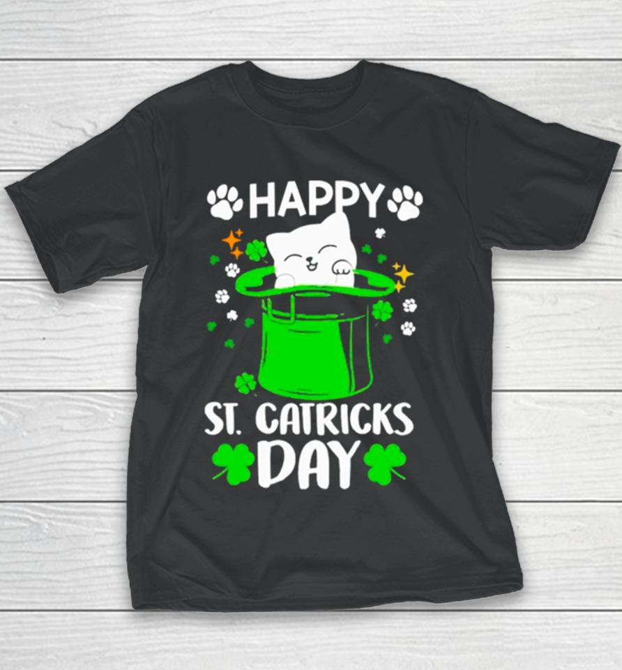Happy St Catrick’s Day Cat Inside Green Hat Youth T-Shirt