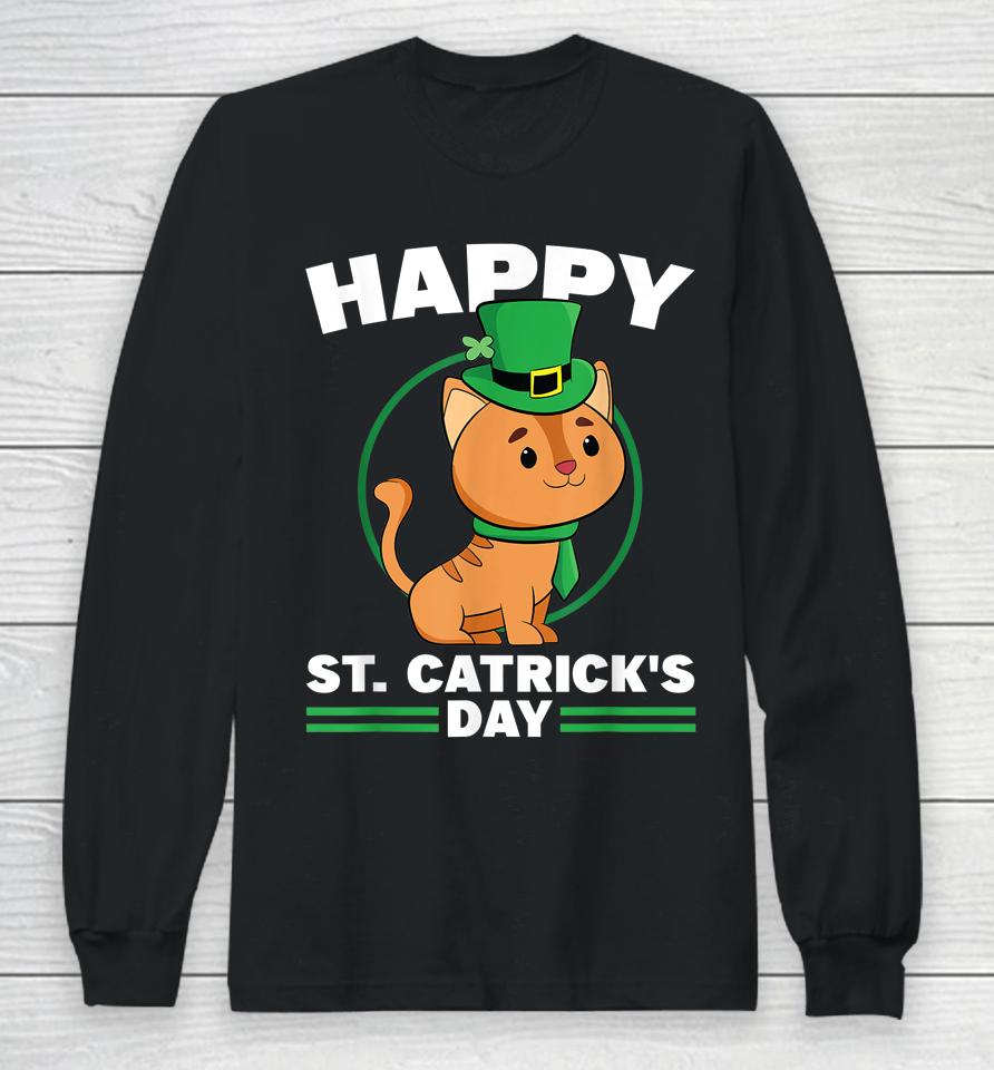 Happy St Catrick's Day St Patrick's Day Kitten Cat Long Sleeve T-Shirt