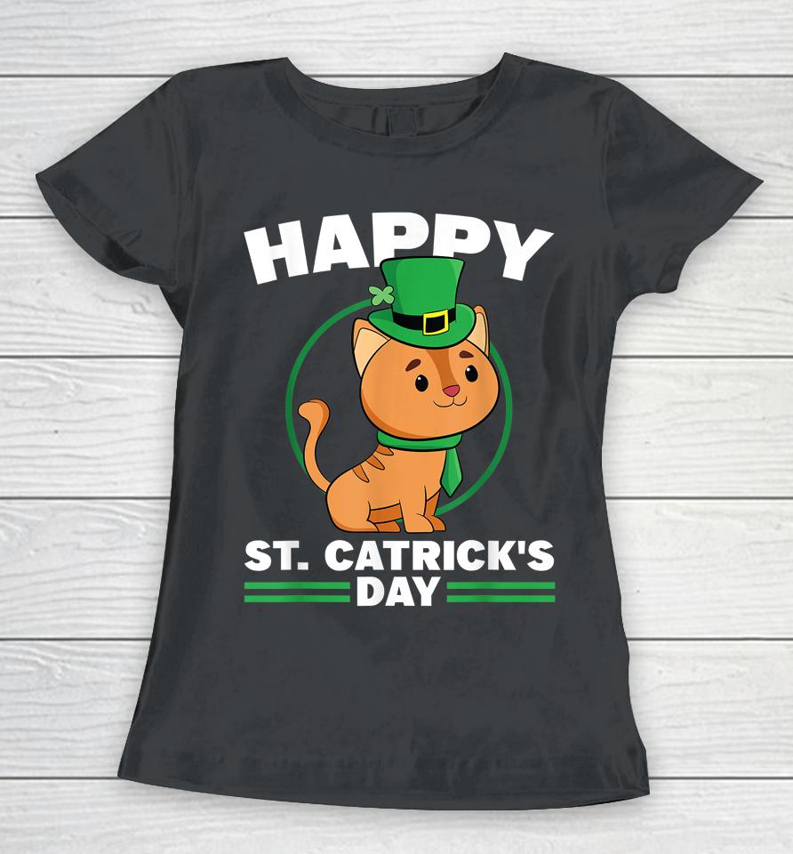Happy St Catrick's Day St Patrick's Day Kitten Cat Women T-Shirt