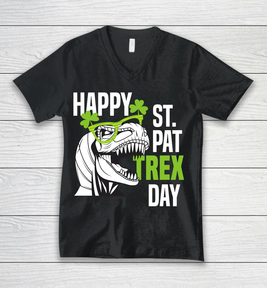 Happy St Pat-Rex Day Dino Saint Patrick's Day Unisex V-Neck T-Shirt