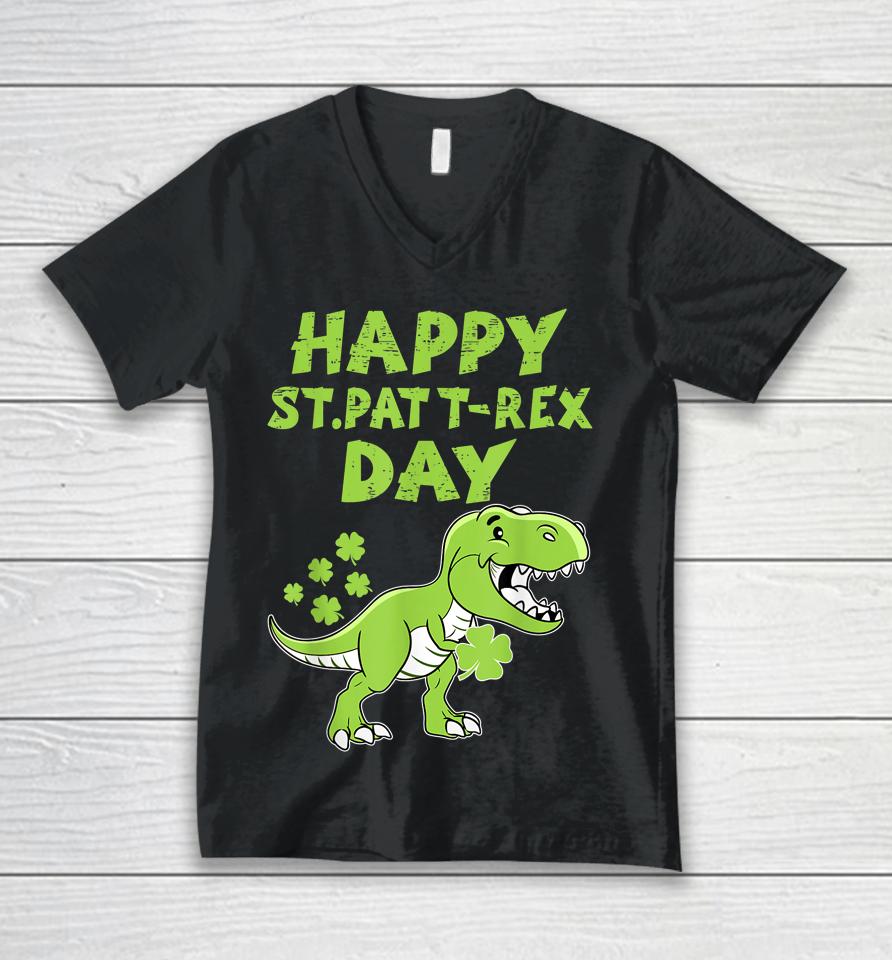 Happy St Pat T-Rex Day Dino Boys St Patricks Day Unisex V-Neck T-Shirt