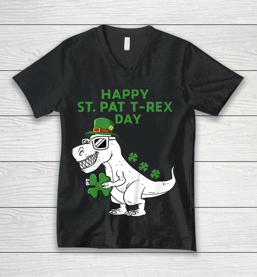 Happy St Pat T-Rex Day Dino St Patricks Day Unisex V-Neck T-Shirt