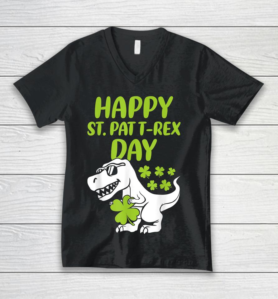 Happy St Pat Trex Day Dino Boys St Patrick's Day Unisex V-Neck T-Shirt