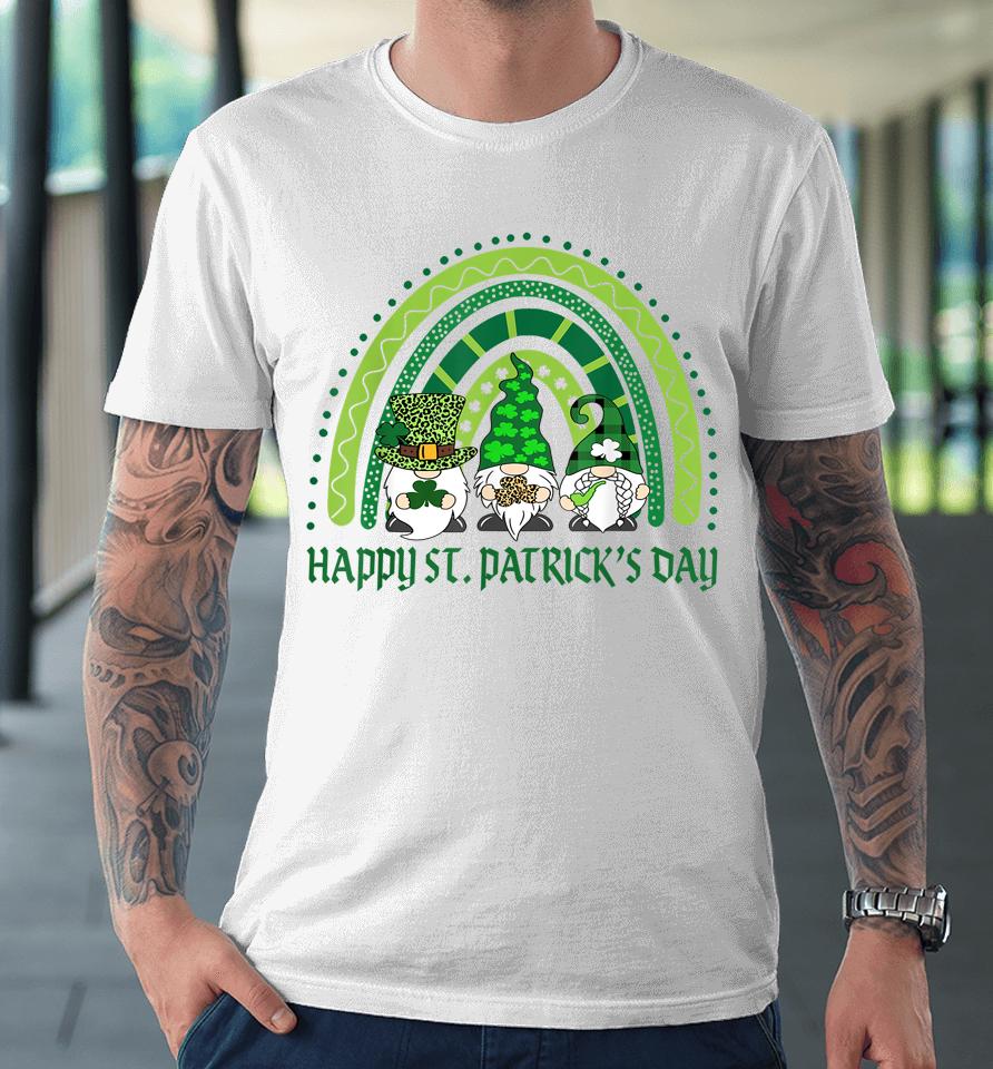 Happy St Patrick's Day Irish Shamrock Gnome Rainbow Premium T-Shirt