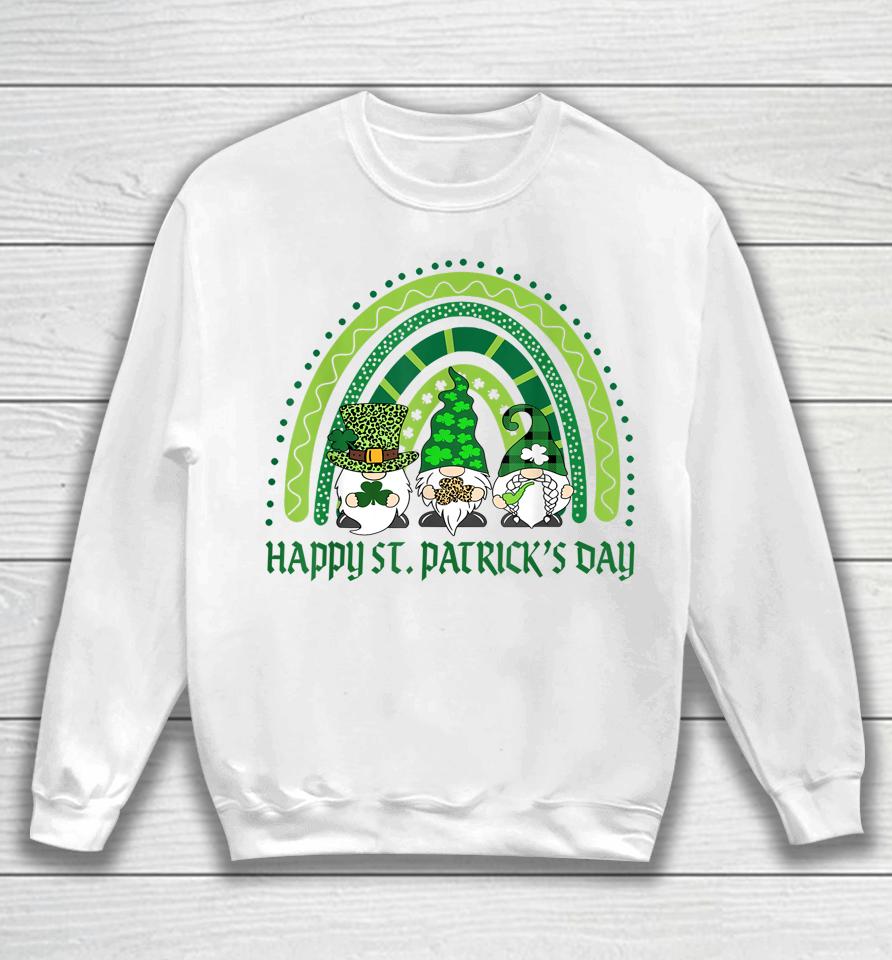 Happy St Patrick's Day Irish Shamrock Gnome Rainbow Sweatshirt
