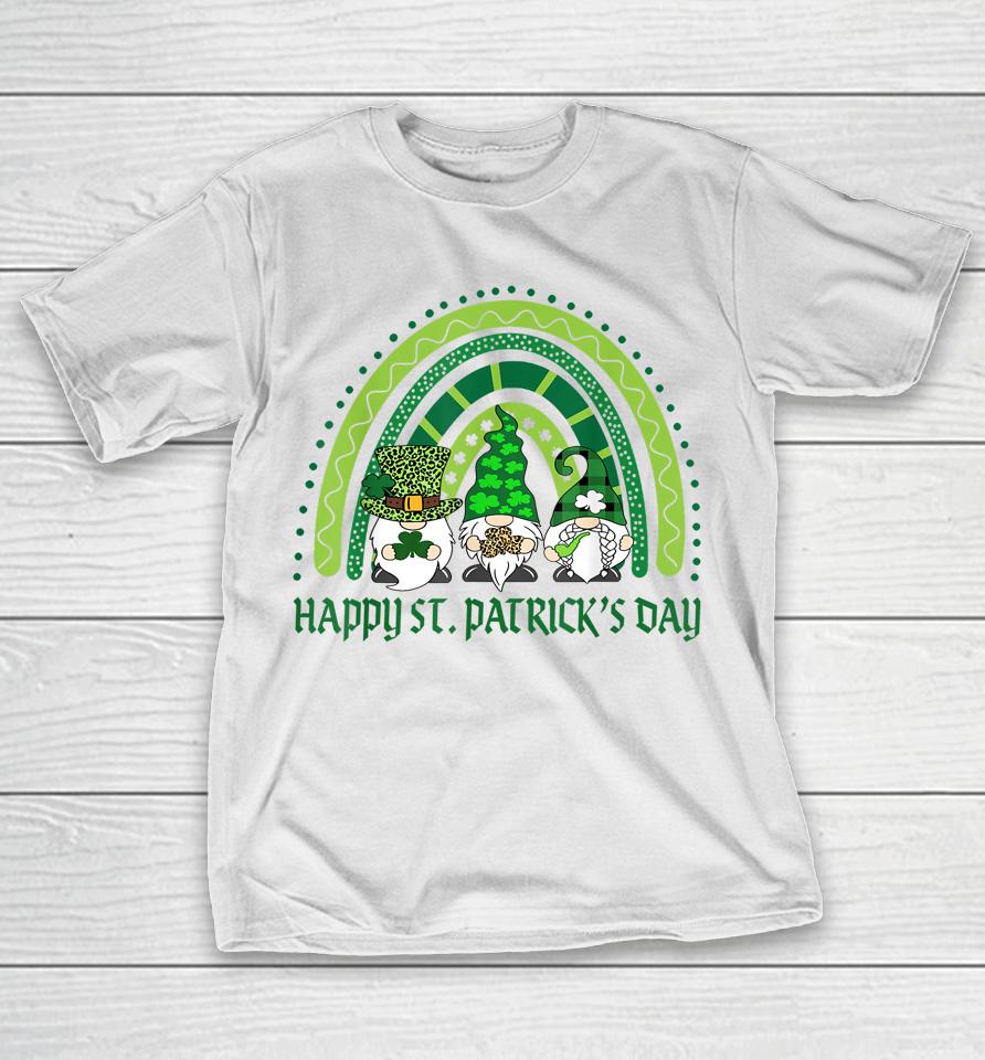 Happy St Patrick's Day Irish Shamrock Gnome Rainbow T-Shirt