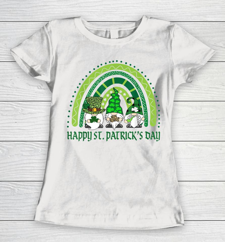 Happy St Patrick's Day Irish Shamrock Gnome Rainbow Women T-Shirt