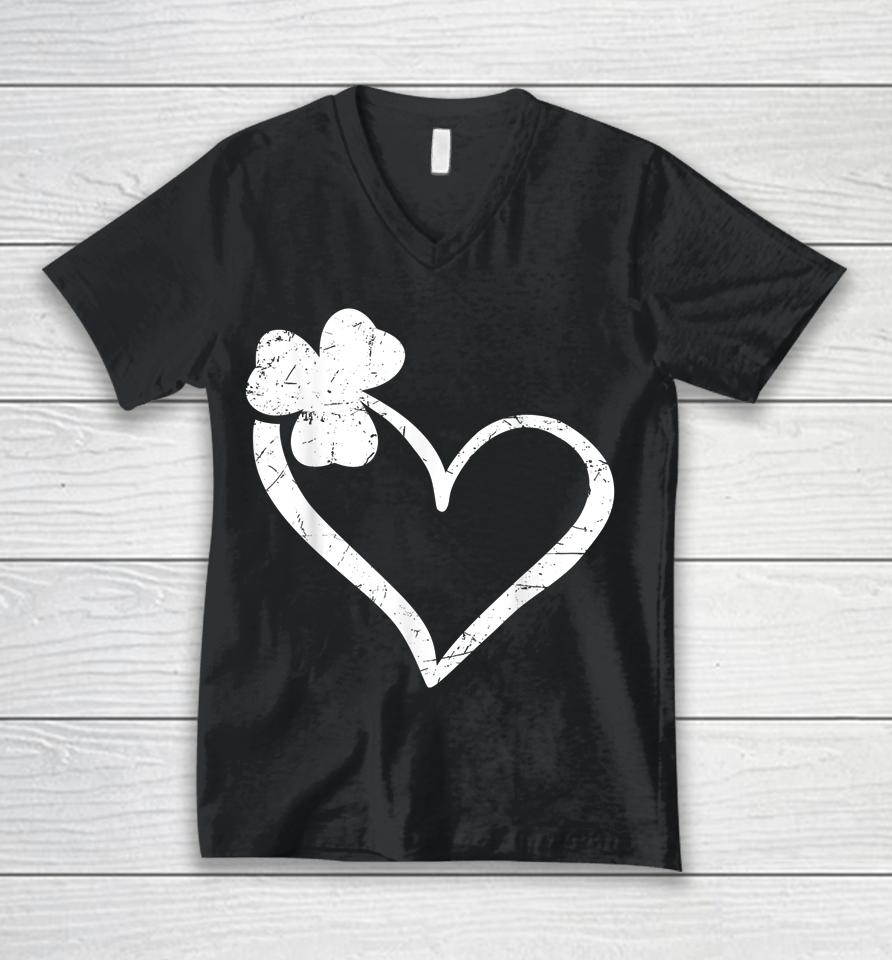 Happy St Patrick's Day Irish Shamrock Heart Unisex V-Neck T-Shirt