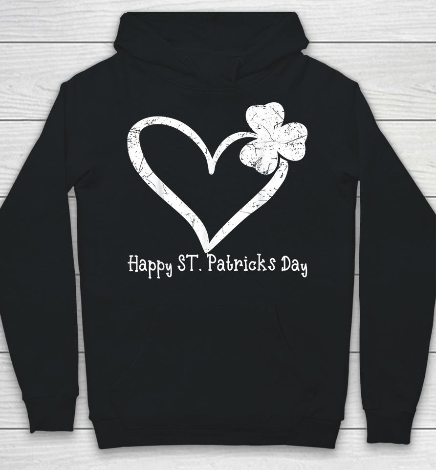 Happy St Patrick's Day Irish Shamrock Heart Vintage Hoodie