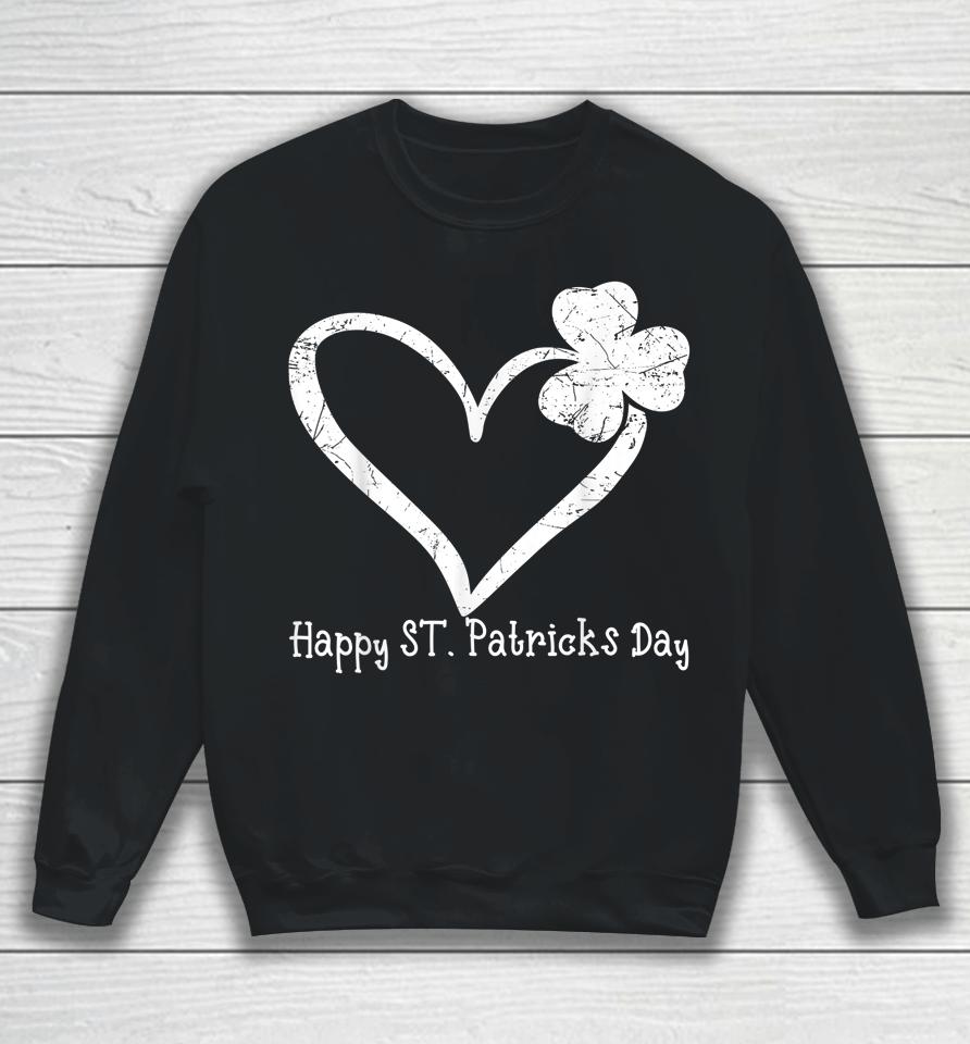 Happy St Patrick's Day Irish Shamrock Heart Vintage Sweatshirt
