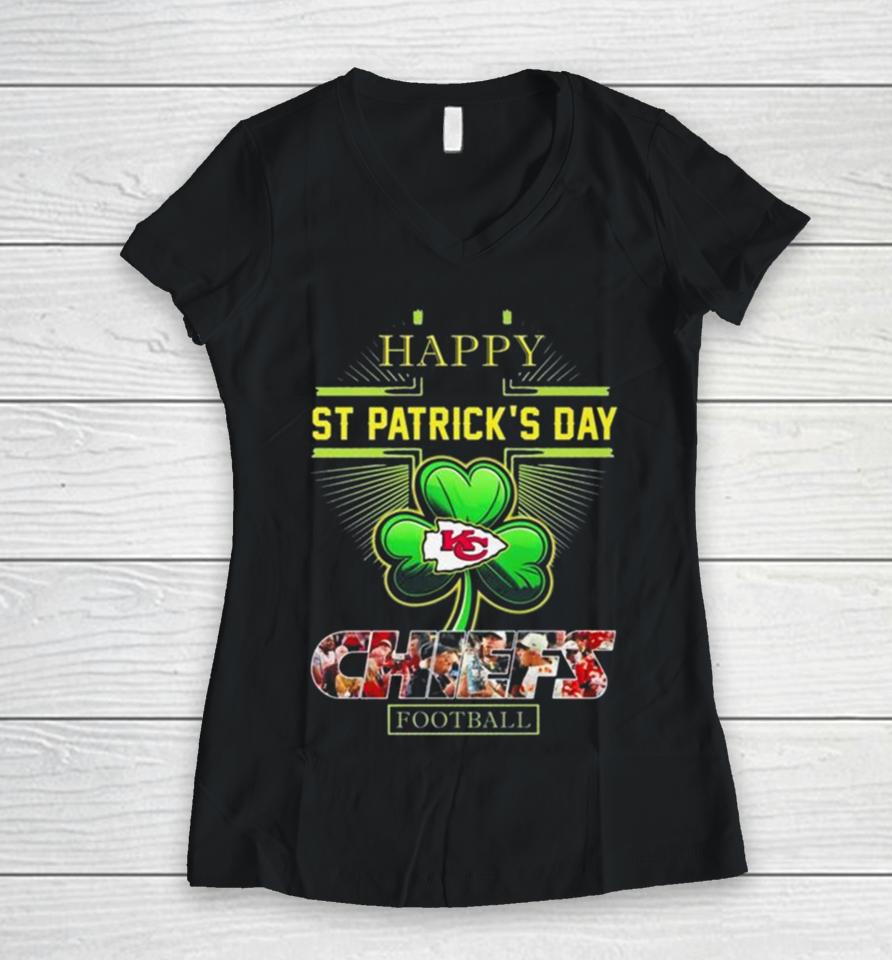 Happy St Patrick’s Day Kansas City Chiefs Football Women V-Neck T-Shirt
