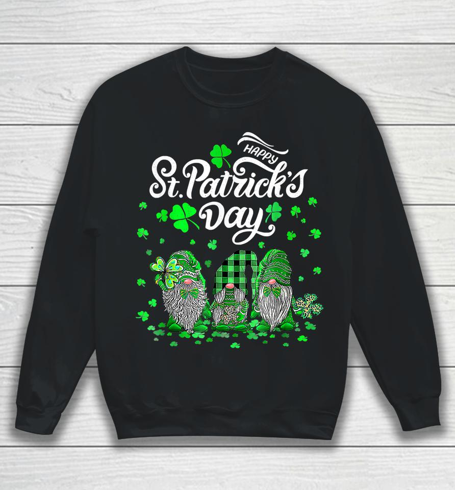 Happy St Patrick's Day Three Gnomes Shamrock Essential Sweatshirt