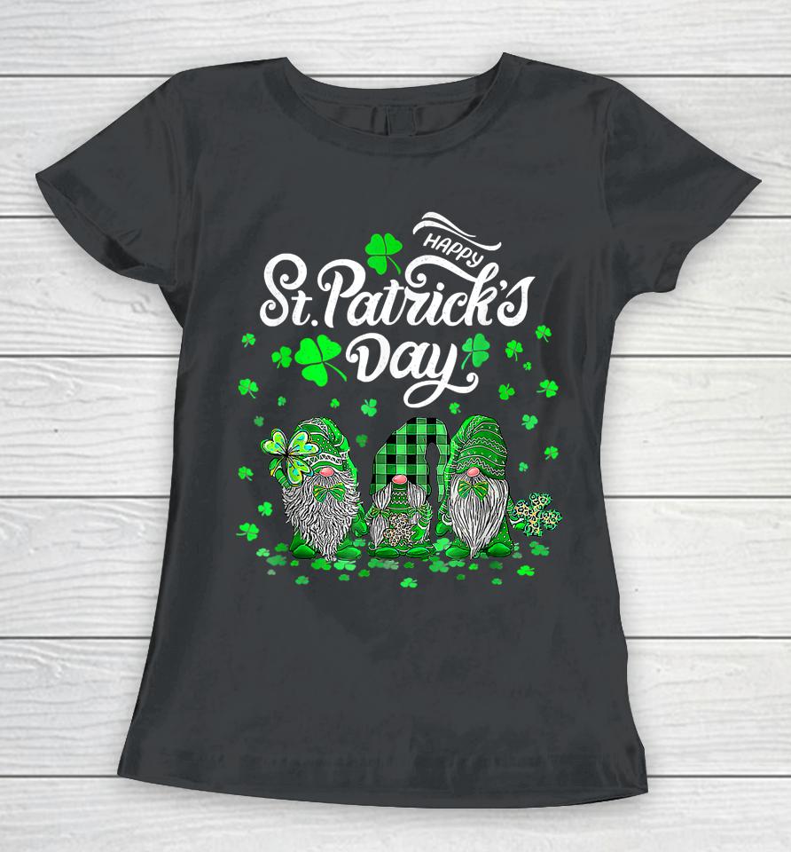 Happy St Patrick's Day Three Gnomes Shamrock Essential Women T-Shirt