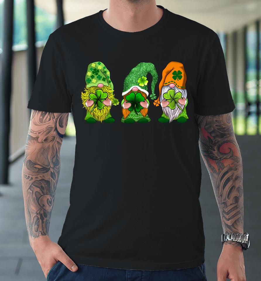 Happy St Patrick's Day Three Gnomes Shamrock Gift Premium T-Shirt