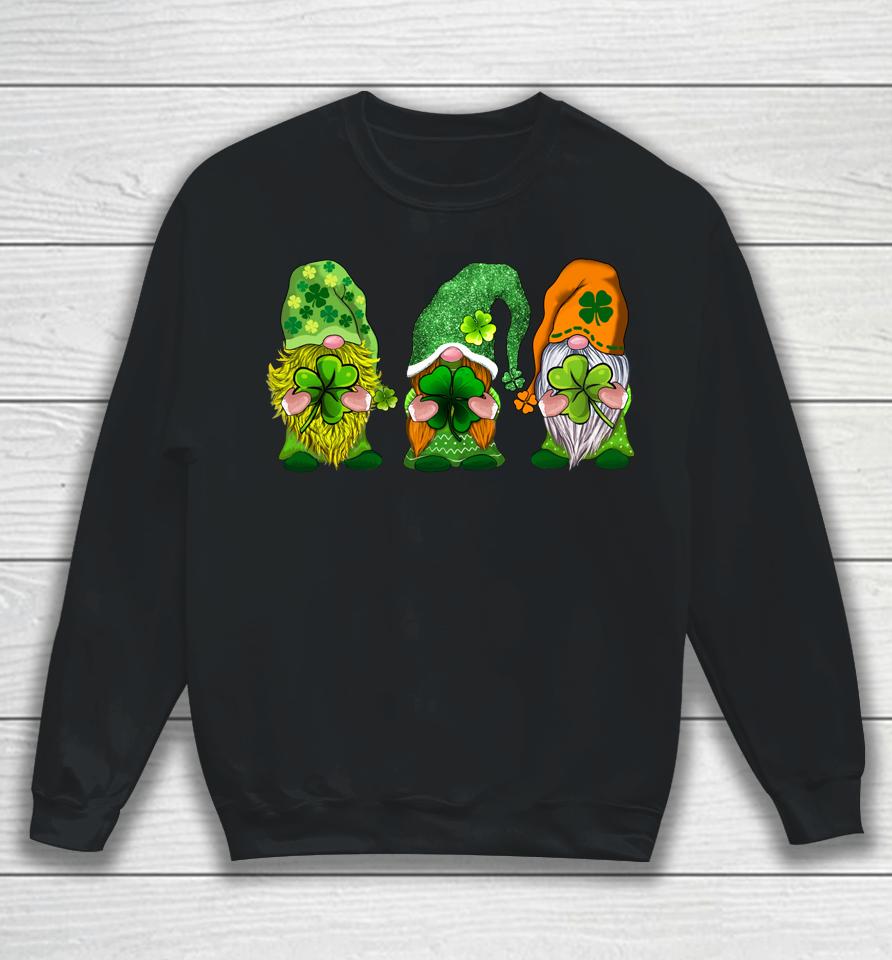 Happy St Patrick's Day Three Gnomes Shamrock Gift Sweatshirt