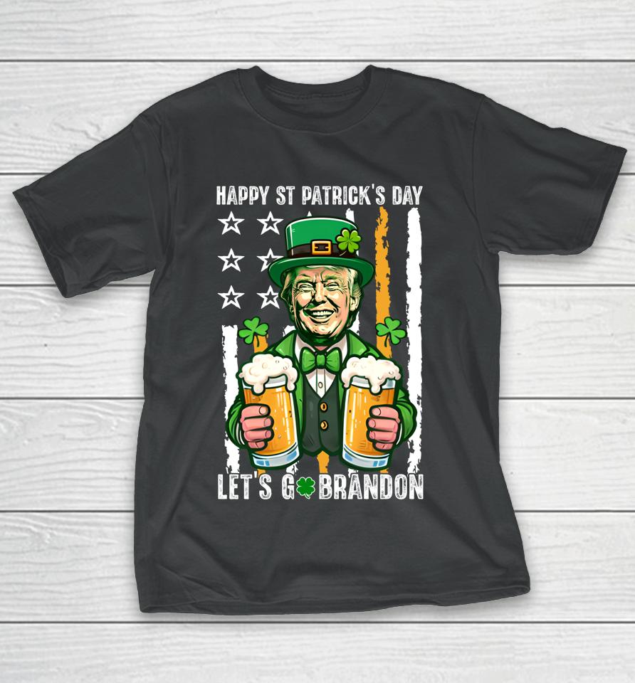 Happy St Patrick's Day Trump Irish Beer Lover Patriotic Flag T-Shirt