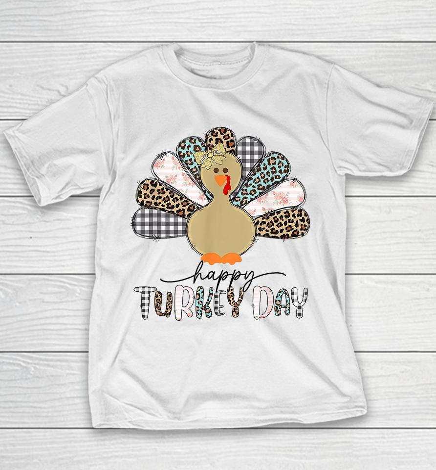 Happy Turkey Day Cute Turkey Thanksgiving Youth T-Shirt