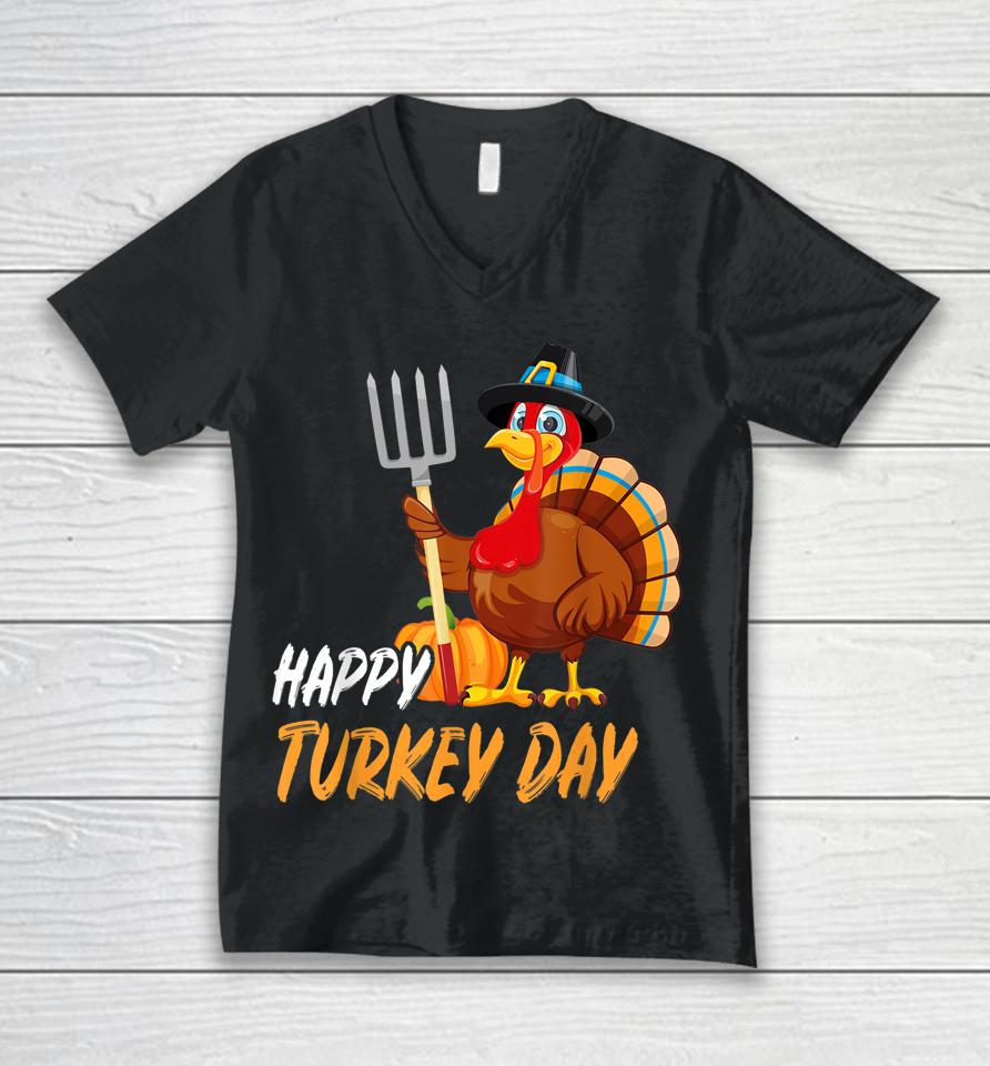 Happy Turkey Day Unisex V-Neck T-Shirt