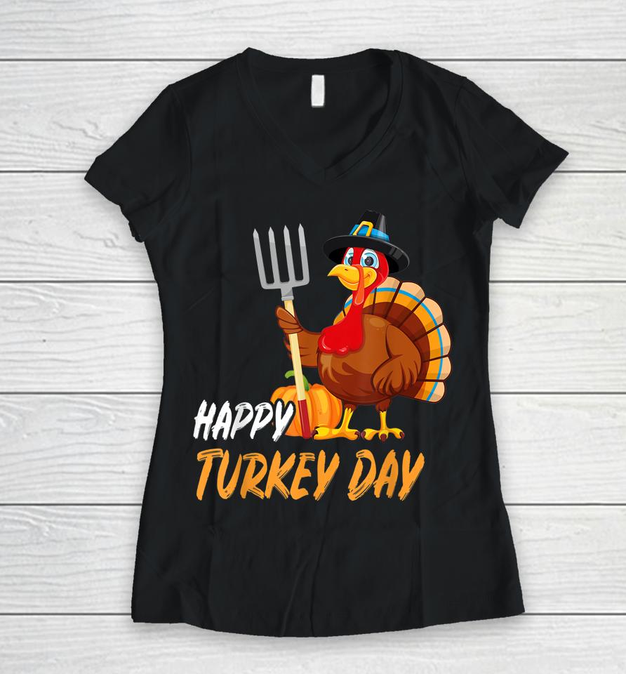 Happy Turkey Day Women V-Neck T-Shirt