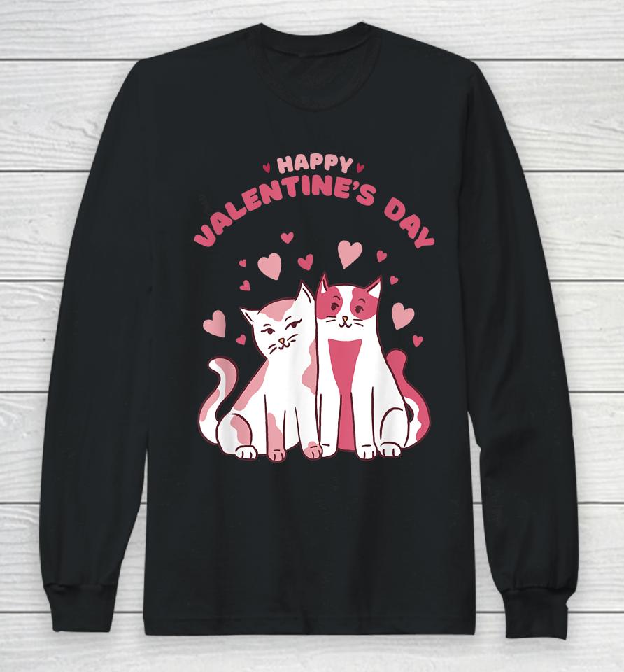 Happy Valentine's Day Cute Cats Valentine's Day Long Sleeve T-Shirt