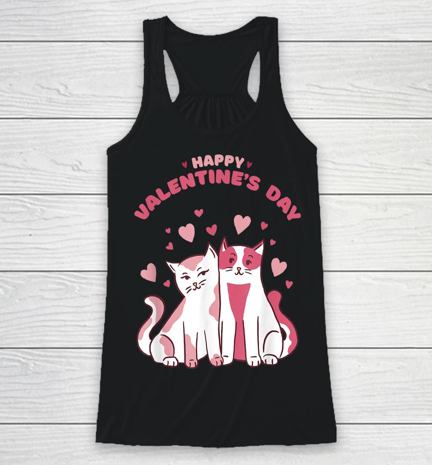 Happy Valentine's Day Cute Cats Valentine's Day Racerback Tank