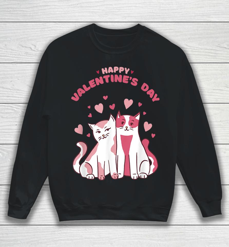 Happy Valentine's Day Cute Cats Valentine's Day Sweatshirt