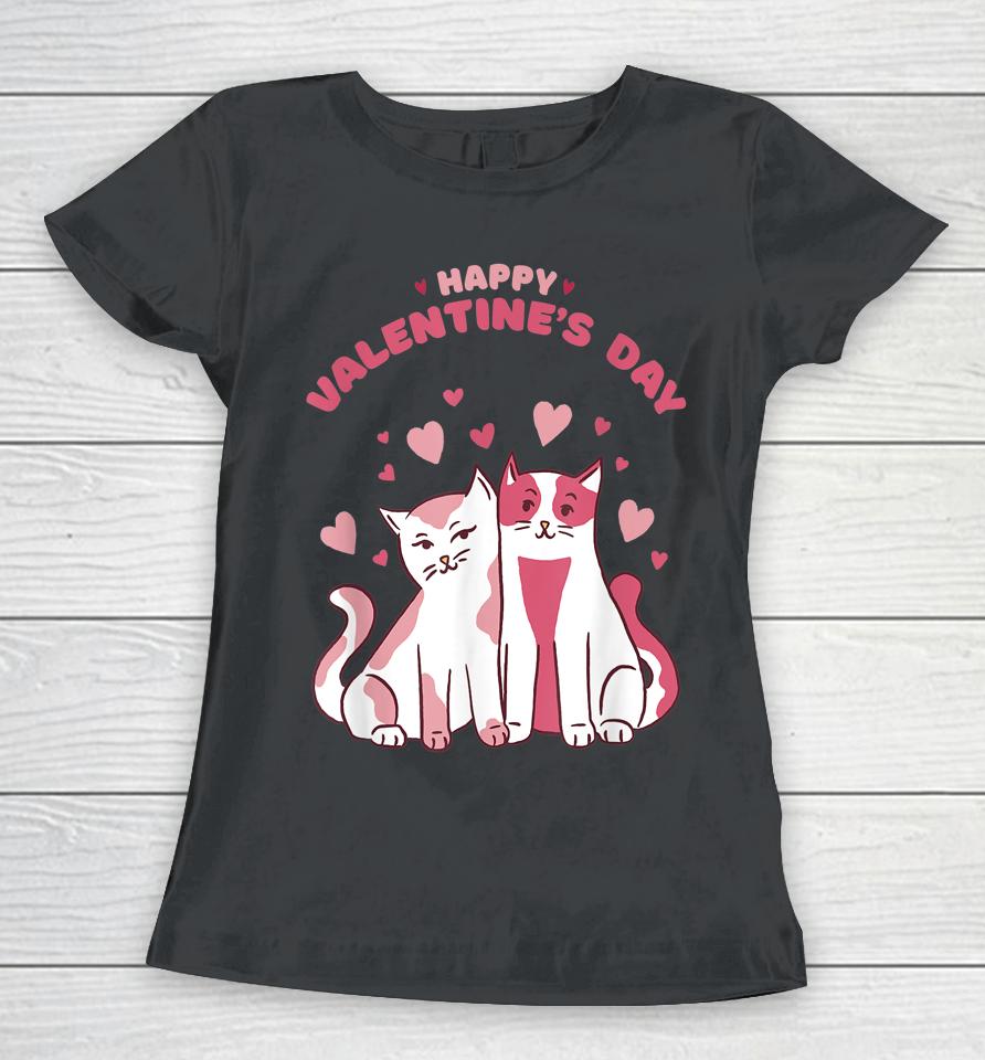 Happy Valentine's Day Cute Cats Valentine's Day Women T-Shirt