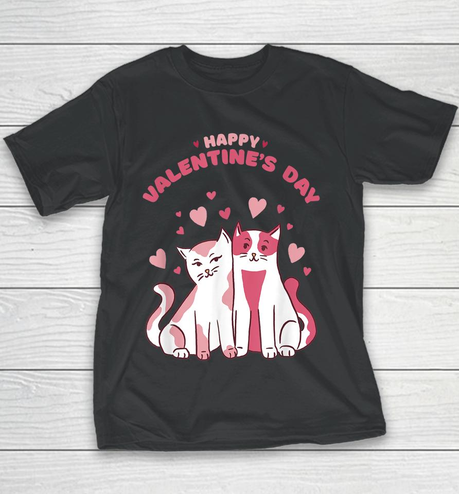 Happy Valentine's Day Cute Cats Valentine's Day Youth T-Shirt