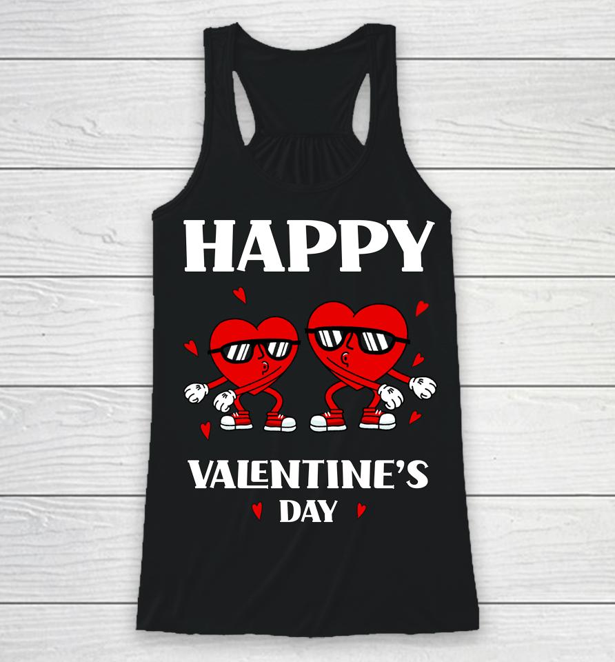 Happy Valentine's Day Dabbing Heart Funny Racerback Tank